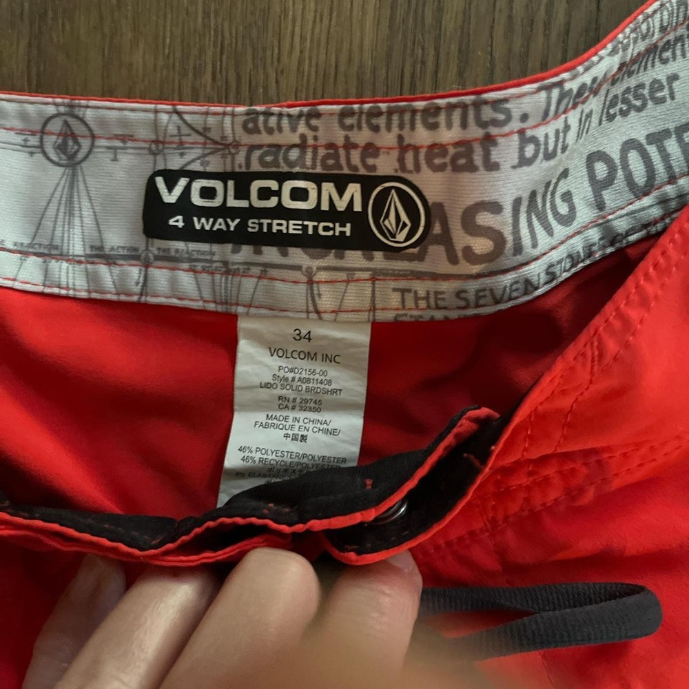 Y2K volcom stretch board shorts beach surf swim athletic skater tie zipper - Picture 3 of 4